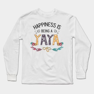 Happiness Is Being A Yaya Wildflowers Valentines Mothers Day Long Sleeve T-Shirt